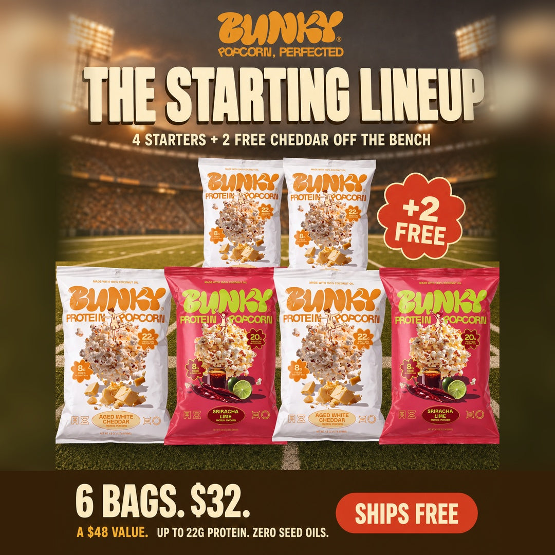 BUNKY Starting Lineup | Buy 4, Get 2 Free | 6 Bags Protein Popcorn (Shapes V1)