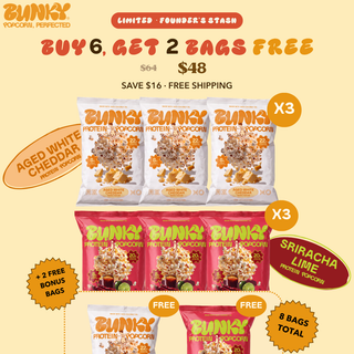 BUNKY Founder's Stash | Buy 6, Get 2 Free | 8 Bags Protein Popcorn thumbnail 1