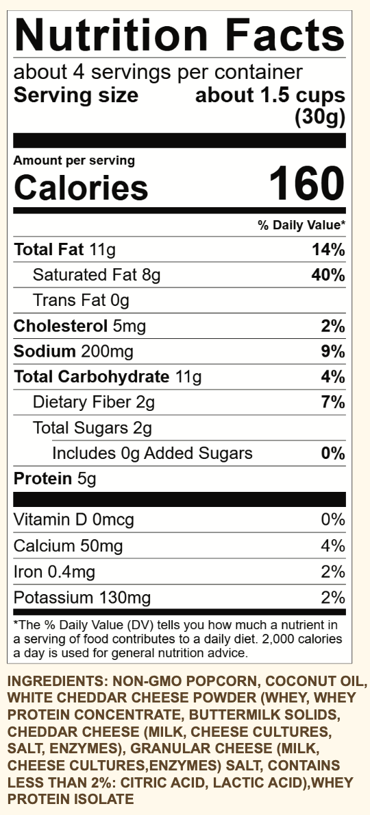 Protein Popcorn | Aged White Cheddar